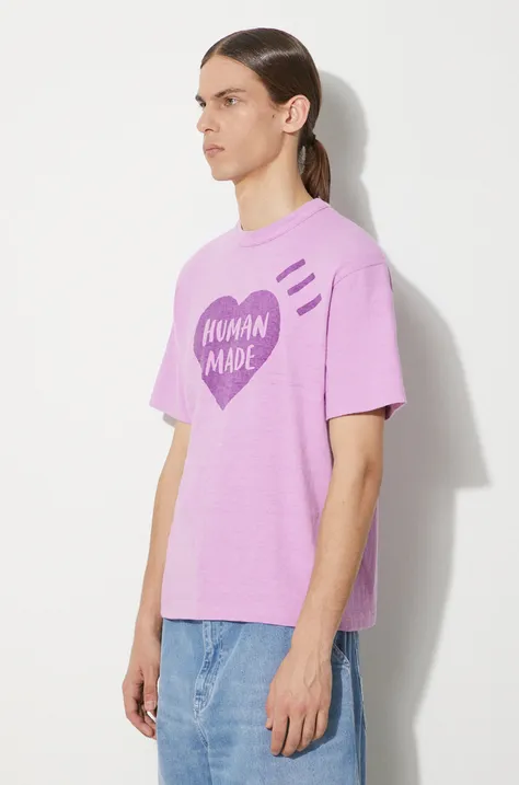 Bavlnené tričko Human Made Color pánske, fialová farba, s potlačou, HM27CS006