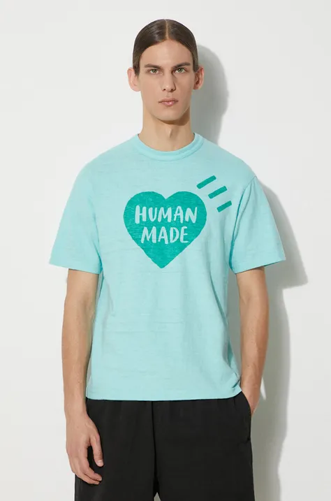 Bavlnené tričko Human Made Color pánske, zelená farba, s potlačou, HM27CS006