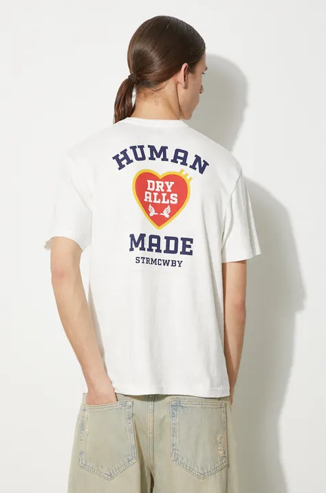 Βαμβακερό μπλουζάκι Human Made Graphic ανδρικό, χρώμα: άσπρο, HM27TE007