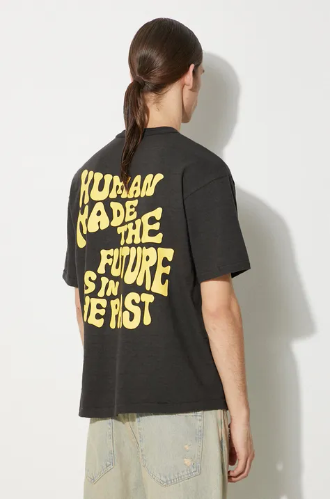 Pamučna majica Human Made Graphic za muškarce, boja: crna, s tiskom, HM27TE013
