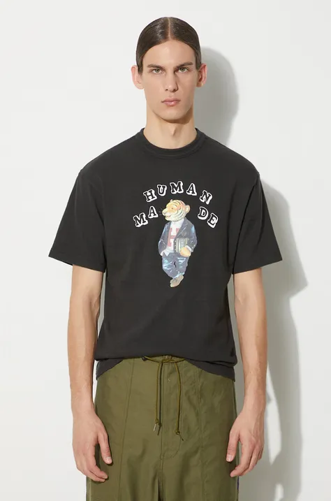 Bavlnené tričko Human Made Graphic pánske, čierna farba, s potlačou, HM27TE015