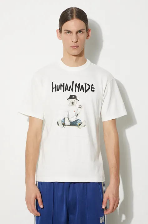 Pamučna majica Human Made Graphic za muškarce, boja: bijela, s tiskom, HM27TE016