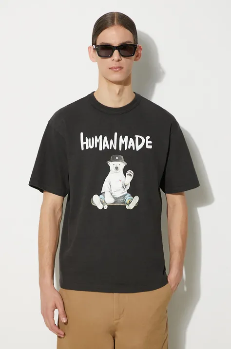 Pamučna majica Human Made Graphic za muškarce, boja: crna, s tiskom, HM27TE016