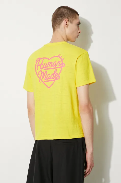 Pamučna majica Human Made Color za muškarce, boja: žuta, s tiskom, HM27CS007
