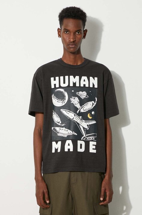 Памучна тениска Human Made Graphic в черно с принт HM27TE014