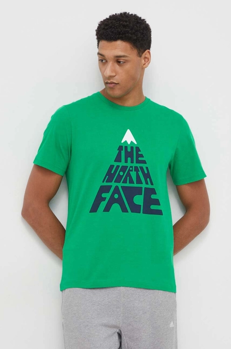 The North Face t-shirt bawełniany męski kolor zielony z nadrukiem NF0A87ENPO81