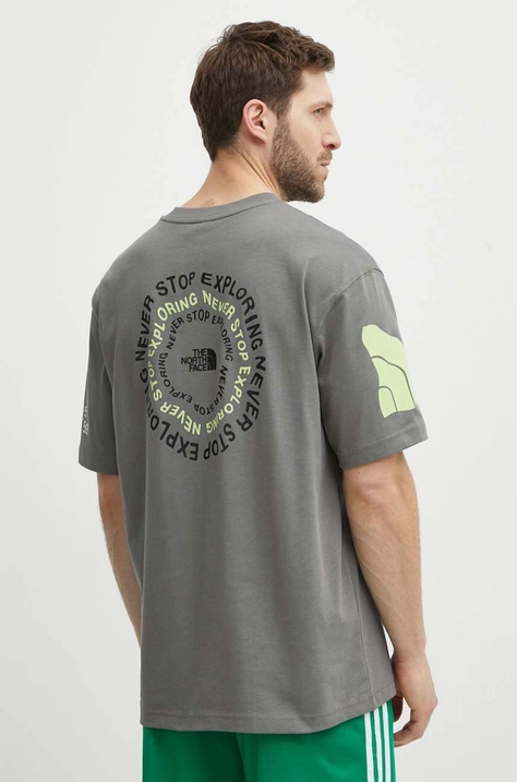 The North Face t-shirt bawełniany męski kolor szary z nadrukiem NF0A87F60UZ1