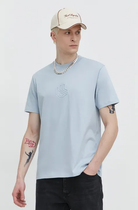 Хлопковая футболка Karl Lagerfeld Jeans мужской с аппликацией