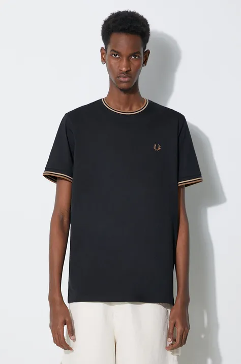 Βαμβακερό μπλουζάκι Fred Perry Twin Tipped T-Shirt ανδρικό, χρώμα: μαύρο, M1588.U97