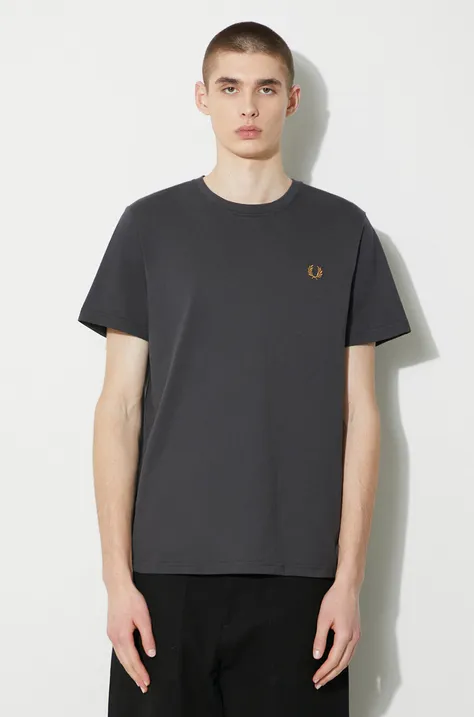 Fred Perry cotton t-shirt Crew Neck T-Shirt men’s gray color M1600.V07