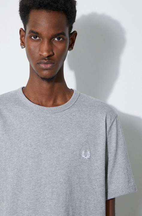 Βαμβακερό μπλουζάκι Fred Perry Ringer T-Shirt ανδρικό, χρώμα: γκρι, M3519.R49