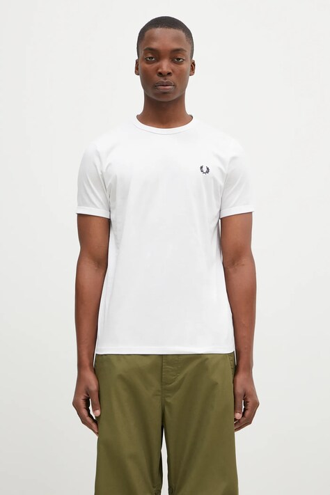 Fred Perry t-shirt bawełniany Ringer T-Shirt męski kolor biały z aplikacją M3519.100