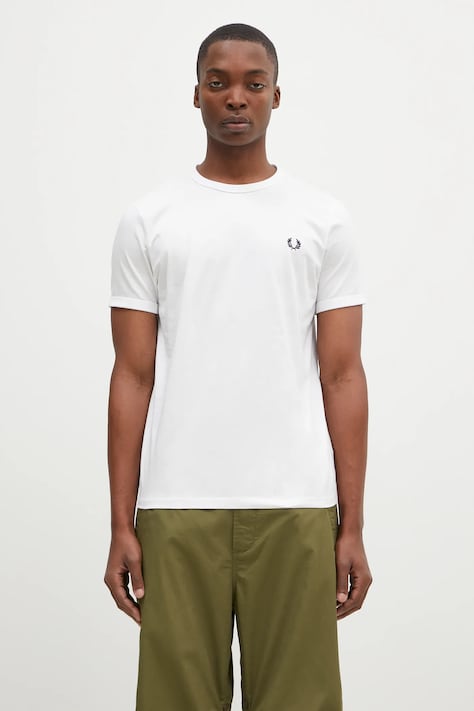 Fred Perry t-shirt bawełniany Ringer T-Shirt męski kolor biały z aplikacją M3519.100