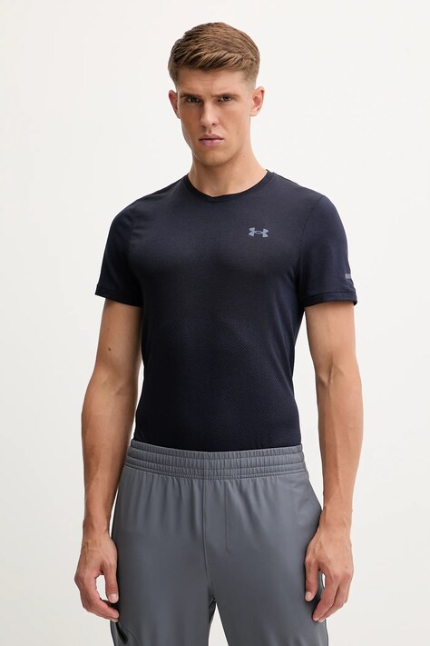 Under Armour t-shirt do biegania Seamless Stride kolor granatowy wzorzysty 1375692