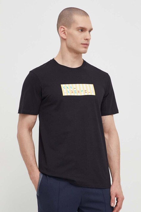 Karl Lagerfeld tricou din bumbac barbati, culoarea negru, cu imprimeu