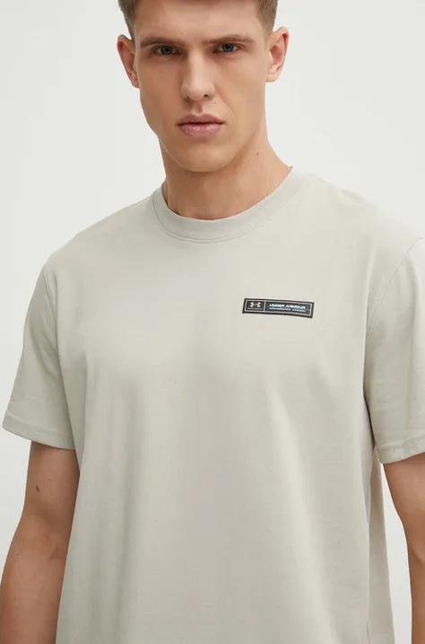 Under Armour t-shirt męski kolor beżowy z aplikacją