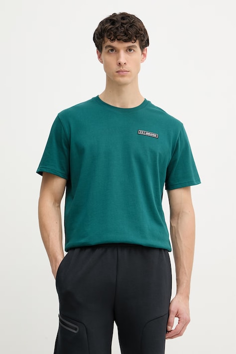 Under Armour T-shirt basic męski z bawełną HW ARMOUR LABEL zielony 1382831