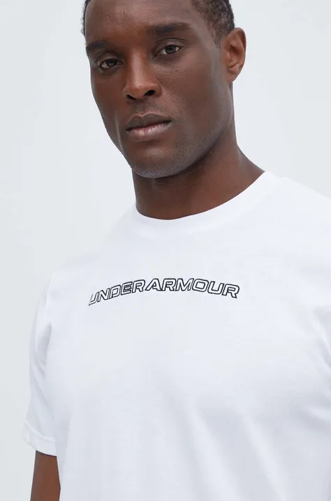 Majica kratkih rukava Under Armour za muškarce, boja: bijela, s aplikacijom