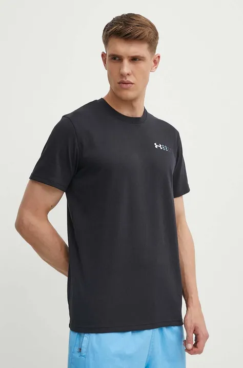 Majica kratkih rukava Under Armour za muškarce, boja: crna, s aplikacijom