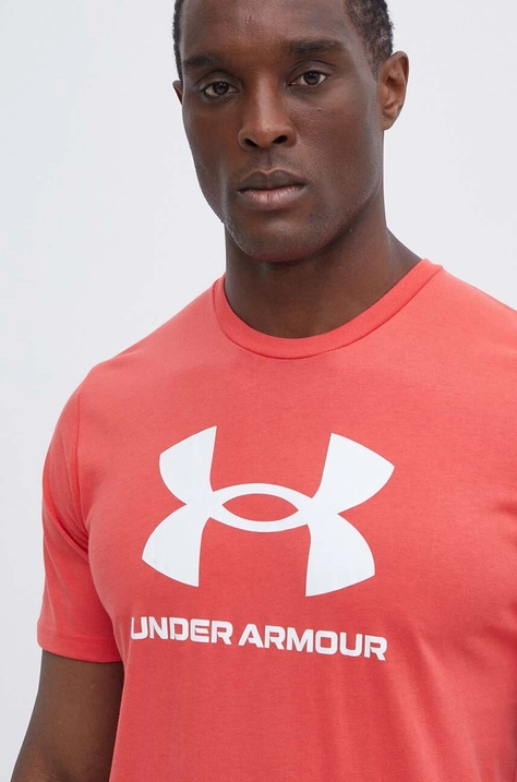 Under Armour t-shirt męski kolor czerwony z nadrukiem