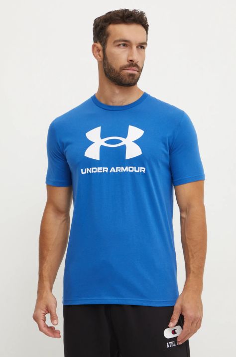 Majica kratkih rukava Under Armour SPORTSTYLE LOGO za muškarce, boja: tamno plava, s tiskom, 1382911