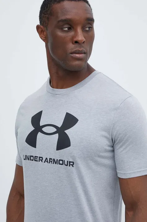 Majica kratkih rukava Under Armour za muškarce, boja: siva, s tiskom