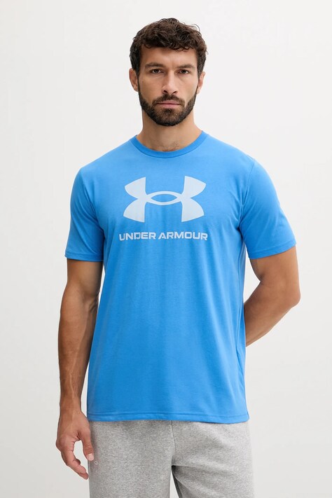 Under Armour tricou SPORTSTYLE LOGO culoarea bleumarin, cu imprimeu, 1382911