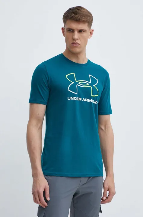 Under Armour t-shirt męski kolor zielony wzorzysty