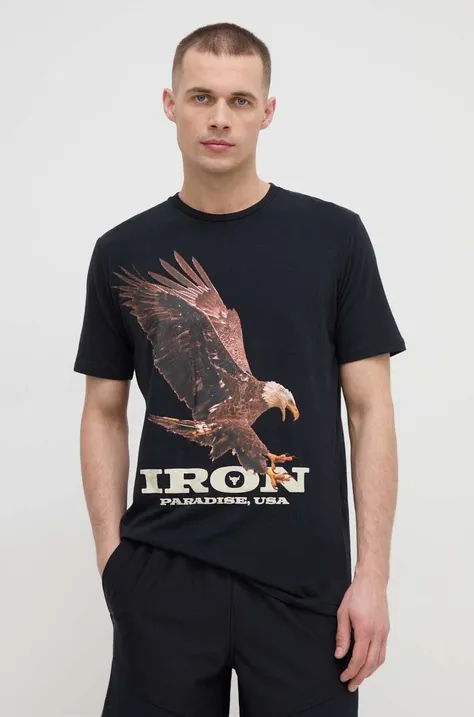 Tréningové tričko Under Armour Project Rock čierna farba, s potlačou