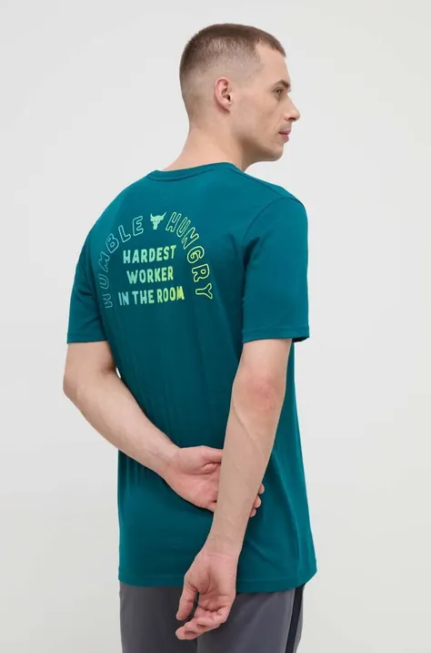 Majica kratkih rukava Under Armour Project Rock za muškarce, boja: zelena, s tiskom