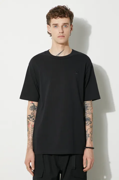 Βαμβακερό μπλουζάκι New Balance ανδρικά, χρώμα: μαύρο