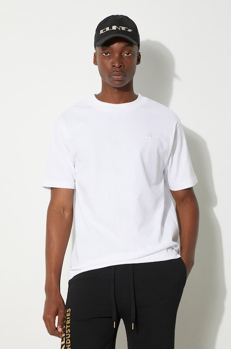 New Balance t-shirt bawełniany MT41533WT męski kolor biały z aplikacją