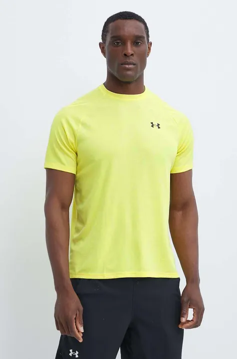 Тениска за трениране Under Armour Tech Textured в жълто с меланжов десен