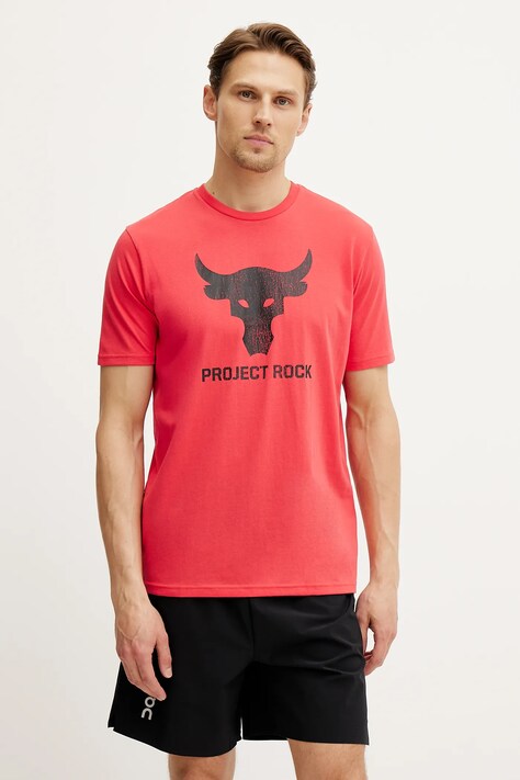 Under Armour tricou de antrenament Project Rock culoarea rosu, cu imprimeu, 1383191