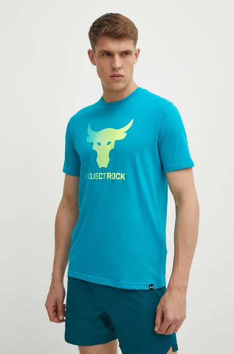 Тренувальна футболка Under Armour Project Rock колір зелений з принтом