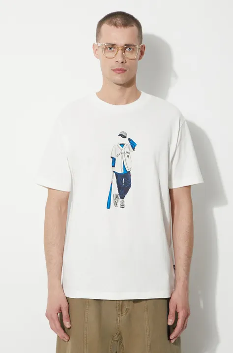 Pamučna majica New Balance za muškarce, boja: bež, s tiskom, MT41577SST