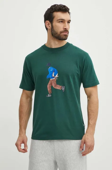 Bombažna kratka majica New Balance moška, zelena barva, MT41579NWG