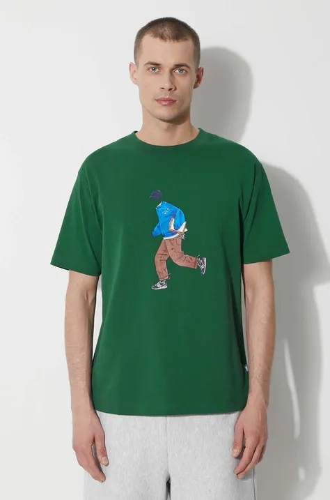 New Balance tricou din bumbac barbati, culoarea verde, cu imprimeu, MT41579NWG