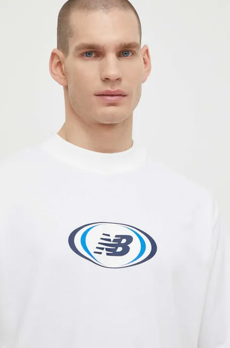 Тениска New Balance MT41600WT в бяло с десен MT41600WT