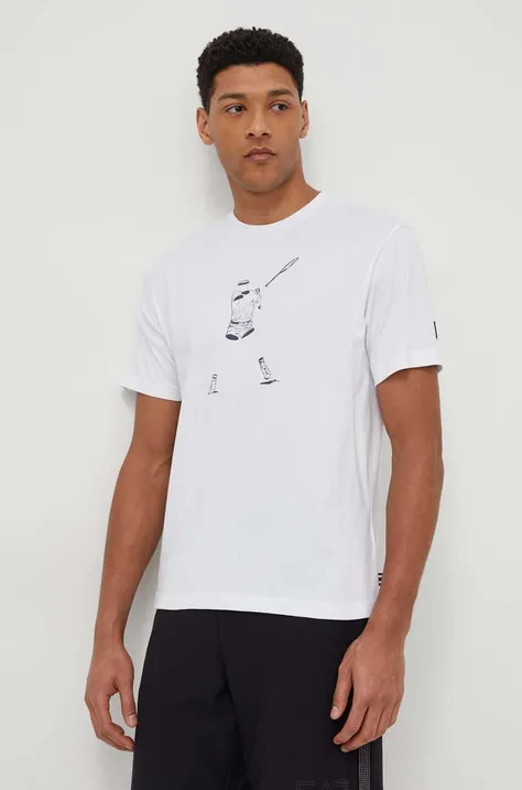 Pamučna majica Fila za muškarce, boja: bijela, s tiskom, TU411111
