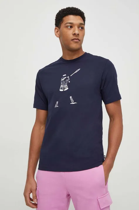 Pamučna majica Fila za muškarce, boja: tamno plava, s tiskom