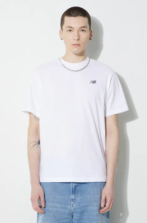 New Balance cotton t-shirt Small Logo men’s white color MT41509WT