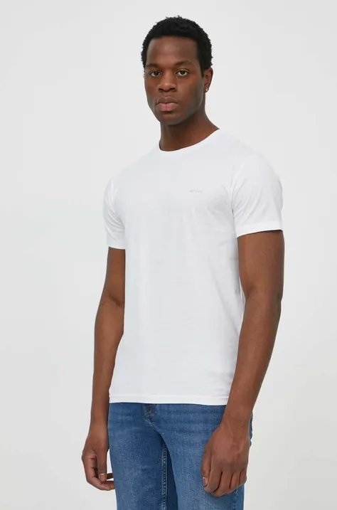 Gant t-shirt bawełniany męski kolor biały gładki