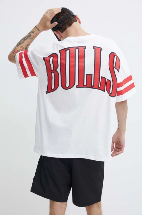 Pamučna majica New Era za muškarce, boja: bijela, s tiskom, CHICAGO BULLS