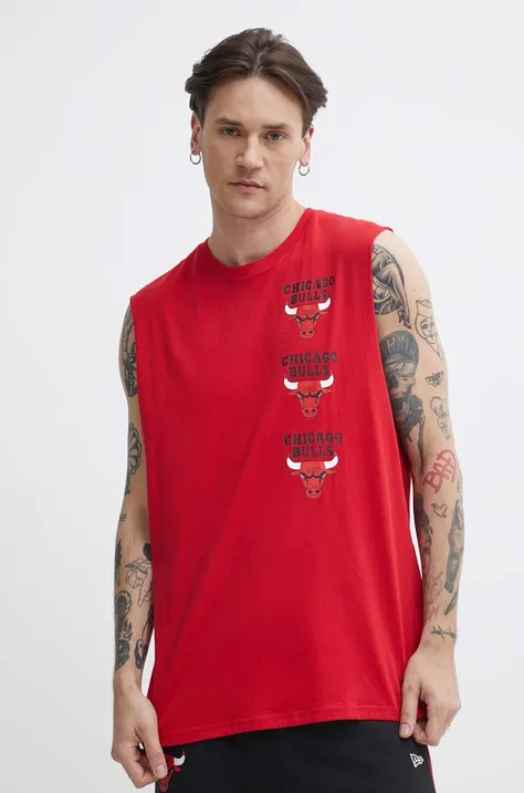 Βαμβακερό μπλουζάκι New Era ανδρικό, χρώμα: κόκκινο, CHICAGO BULLS