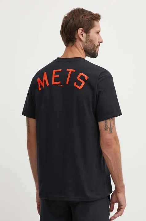 Памучна тениска Nike New York Mets в черно с принт