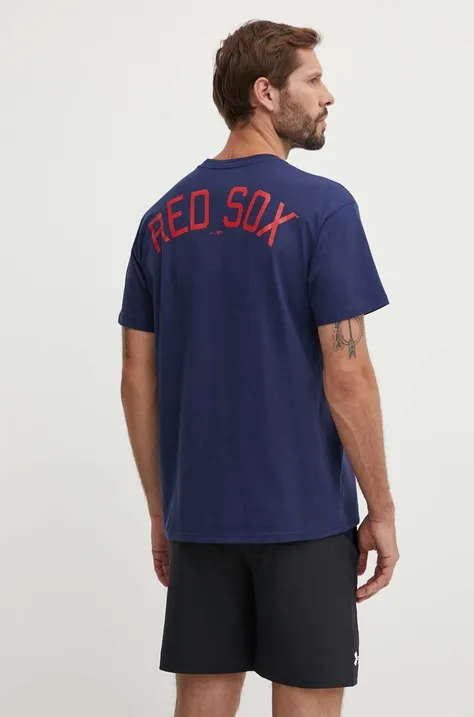Бавовняна футболка Nike Boston Red Sox чоловіча колір синій з принтом