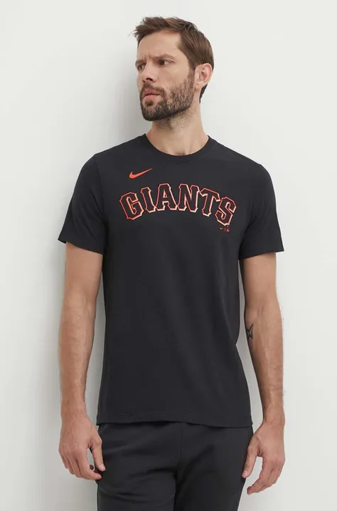 Bavlnené tričko Nike San Francisco Giants pánske, čierna farba, s potlačou