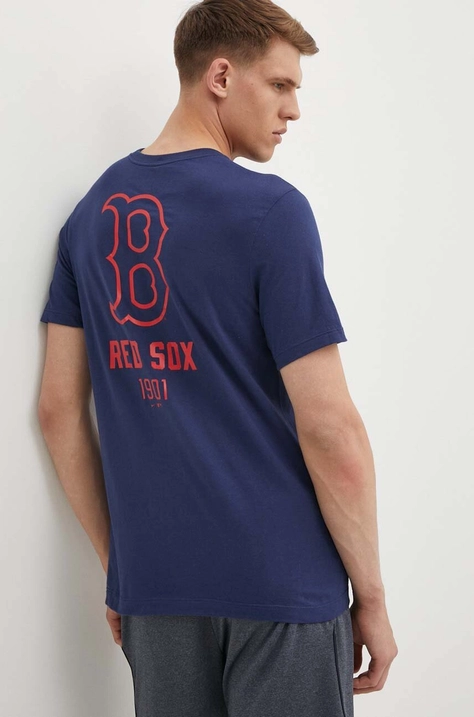 Pamučna majica Nike Boston Red Sox za muškarce, boja: tamno plava, s tiskom