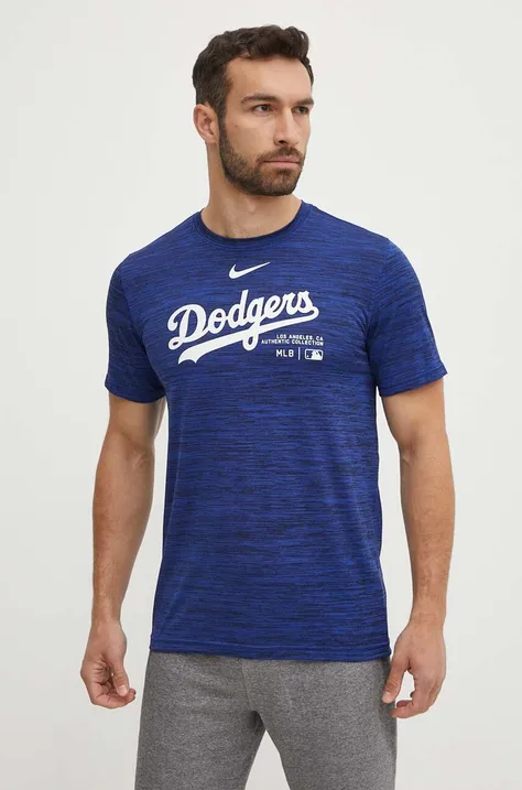 Nike t-shirt Los Angeles Dodgers męski kolor niebieski z nadrukiem